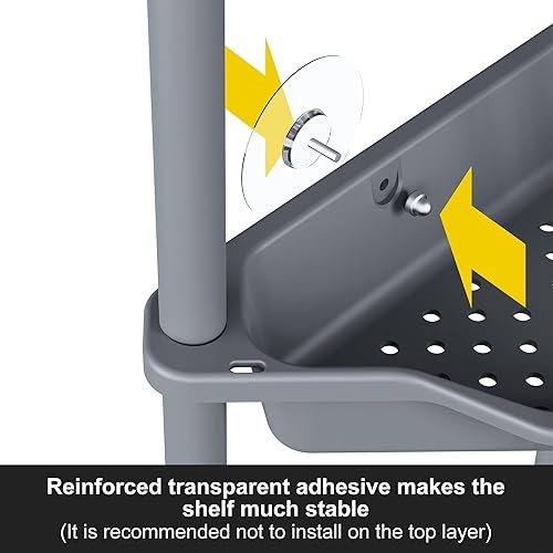 Miniatura 4 de Orimade Organizador de ducha esquinero de 4 niveles a prueba de óxido, estante de esquina de plástico empalmado de metal para baño, 10.8 x 10.8 x