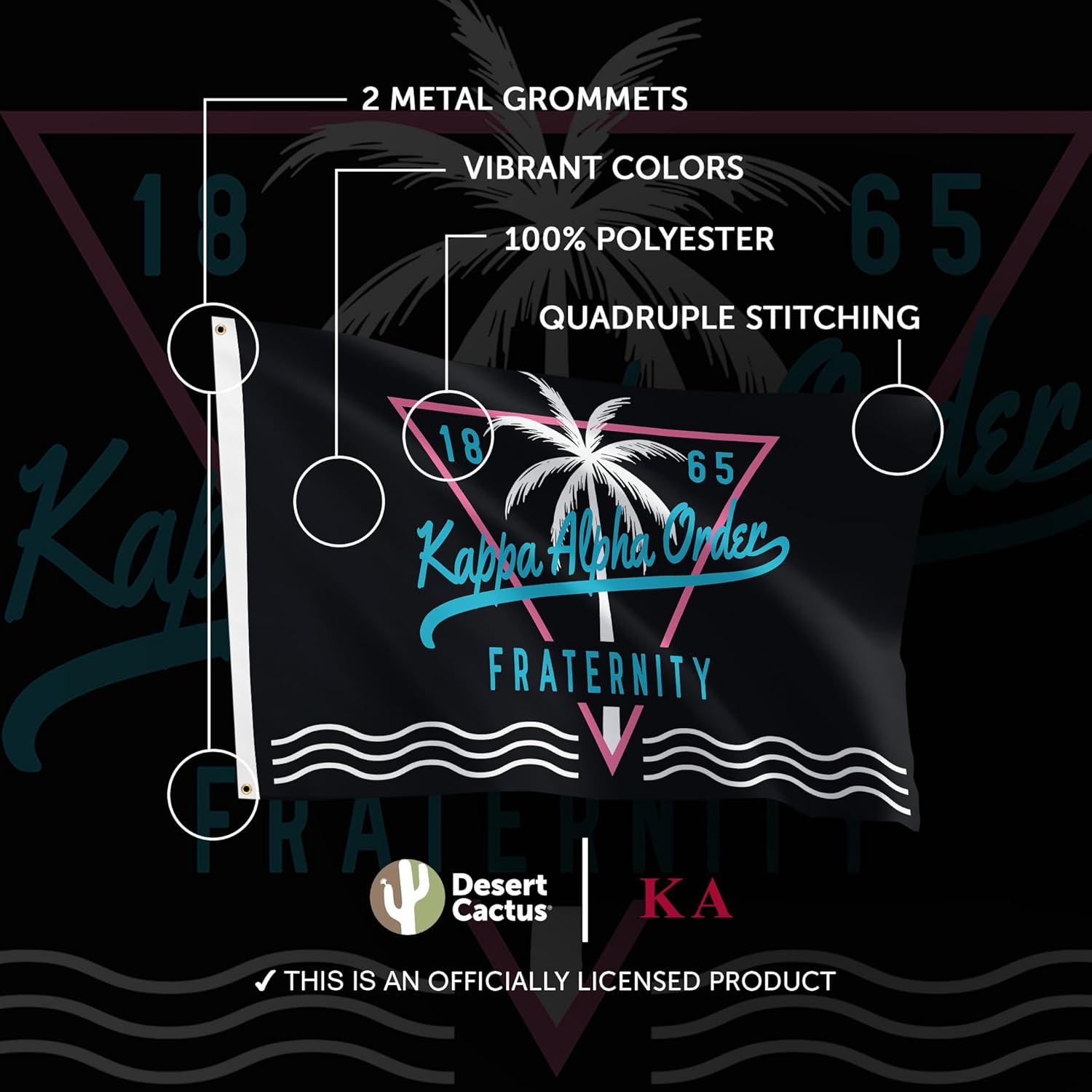 Desert Cactus Kappa Alpha Order Flag Fraternity KA Greek Banner 3x5 feet Sign Decor (Tropical)