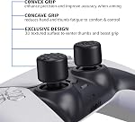 PlayVital Black Ergonomic Stick Caps Thumb Grips for PS5, for PS4, Xbox Series X/S, Xbox One, Xbox One X/S, Switch Pro Controller - with 3 Height Convex and Concave - Diamond Grain & Crack Bomb Design