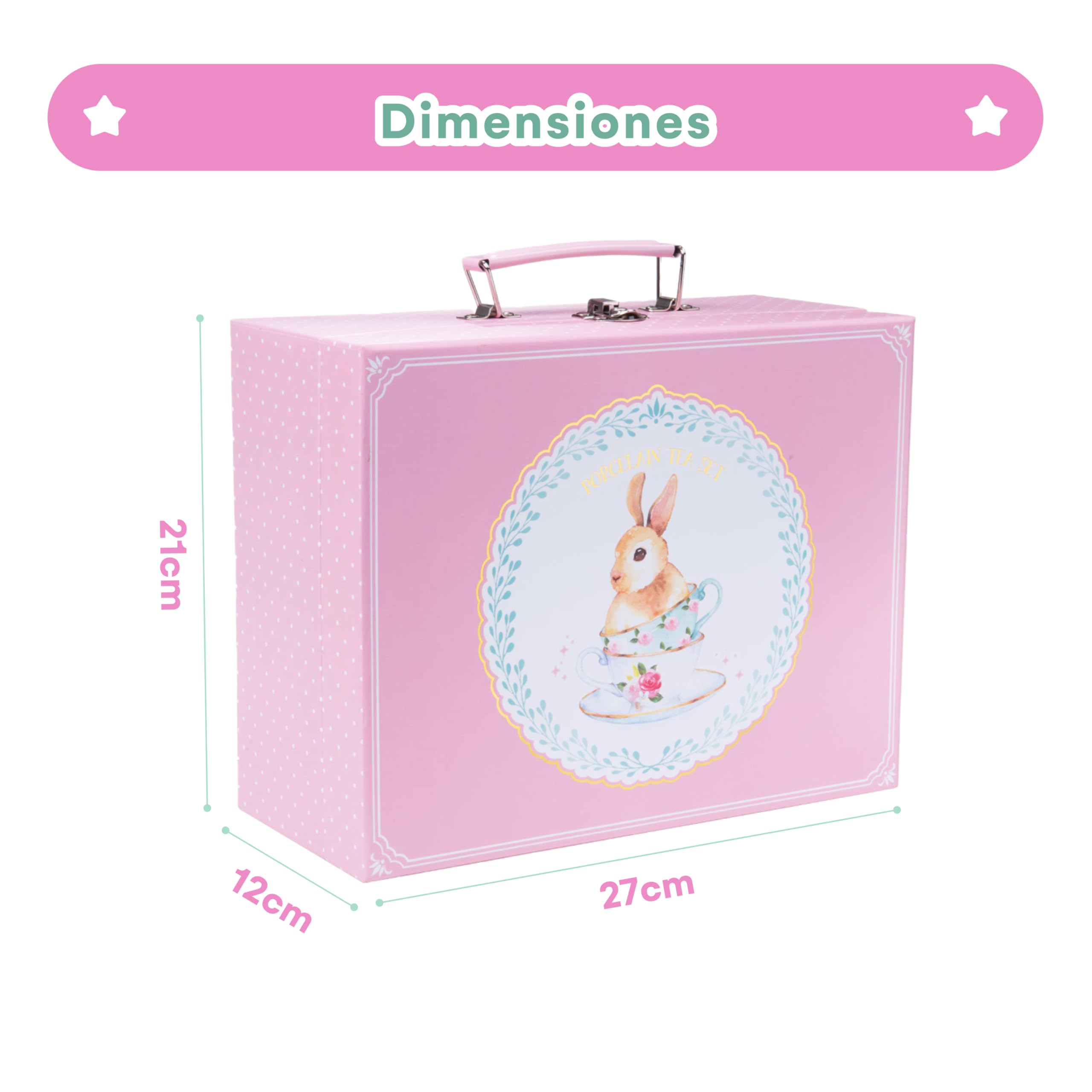 Jewelkeeper - Juego de té para niñas, Servicio de té Juguete de Porcelana, vajilla Infantil de 13 Piezas - Diseño de Lunares Rosas