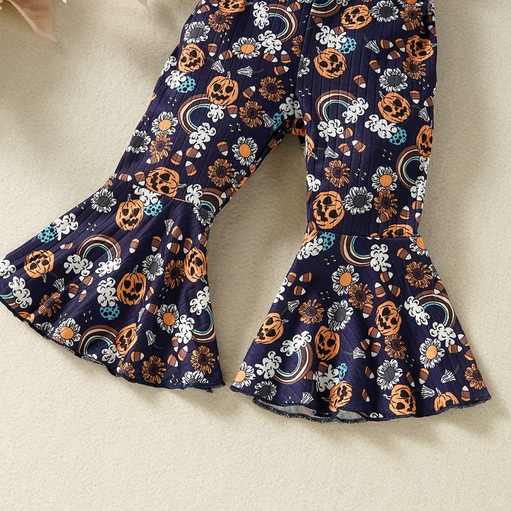 Miniatura 8 de Ropa de Halloween para bebé niña pequeña, overol de calabaza, pantalones de campana