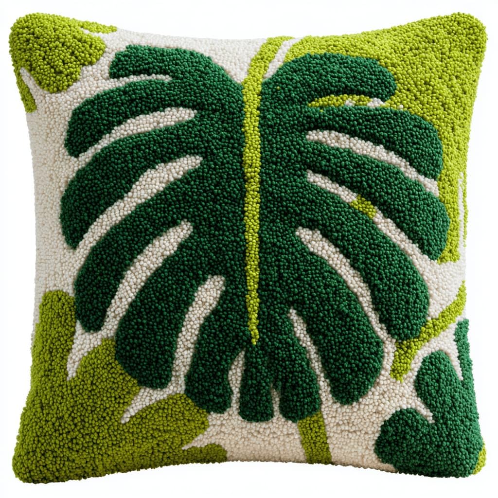 Kitquiver Latch Hook Kits Donkey for Adults,Leaf DIY Latch Hook Cushion Kits and Latch Rug Kits Cross-Stitch Embroidery Cushion Cover for Home Sofa Decoration 17X17 in