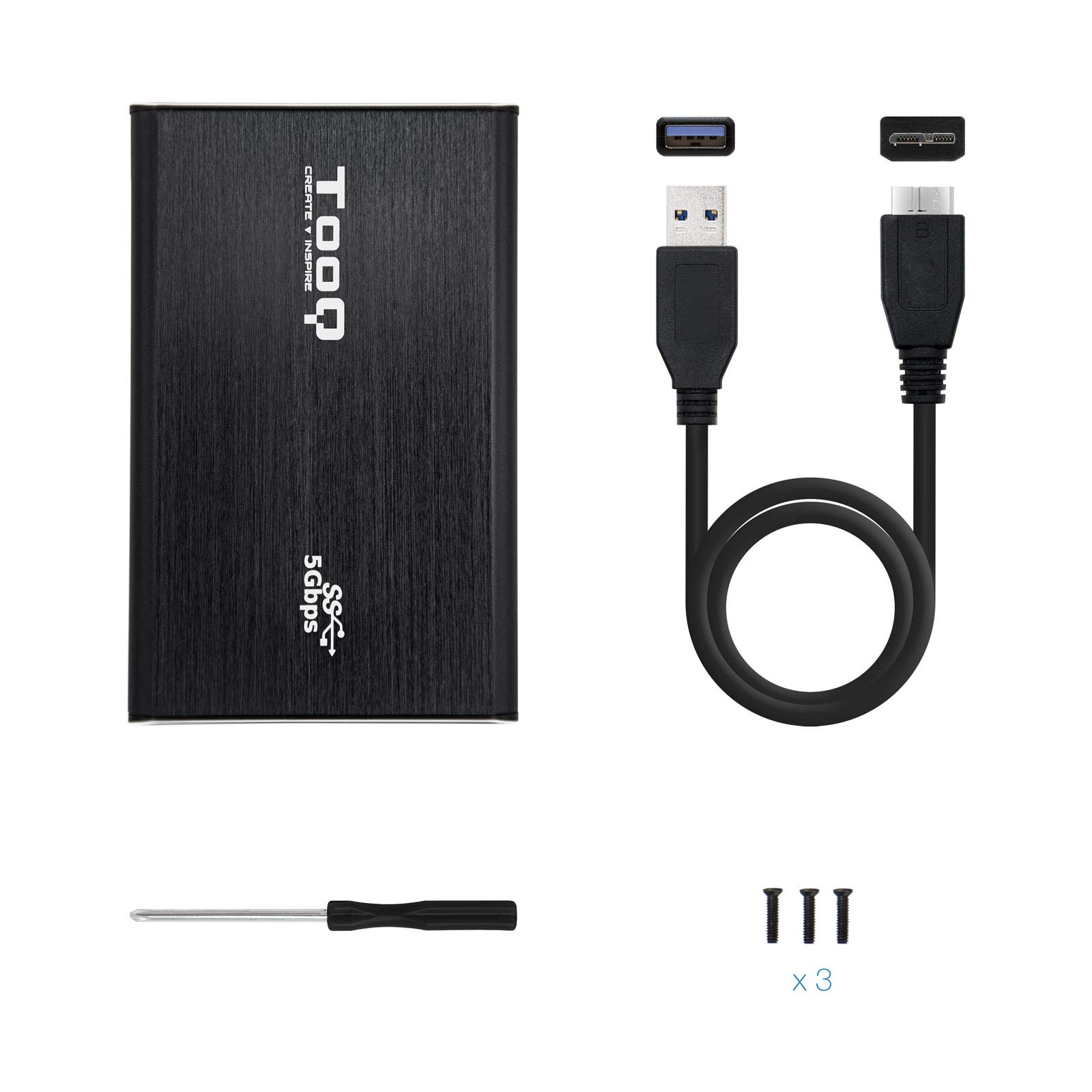 Caja Externa Para Discos Duros 2.5" SATA - Conector USB 3.0, De Aluminio, Compatible Con SSD Y HDD - Incluye Cable, Ideal Para Recuperar Datos O Ampliar Almacenamiento