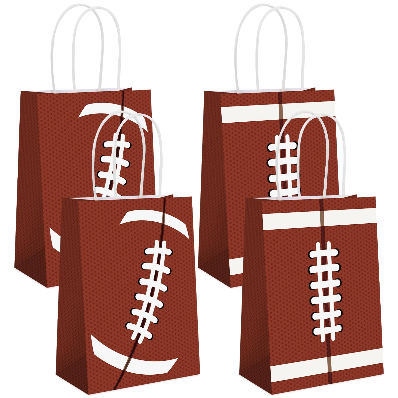 Lemicin 12 Pack Football Gift Bags Football Goodie Party Favors Bags with Handle Paper Treat Bag Snack Candy Treat Holders Kraft Bag for Birthday Party Supplies Decorations — image 1