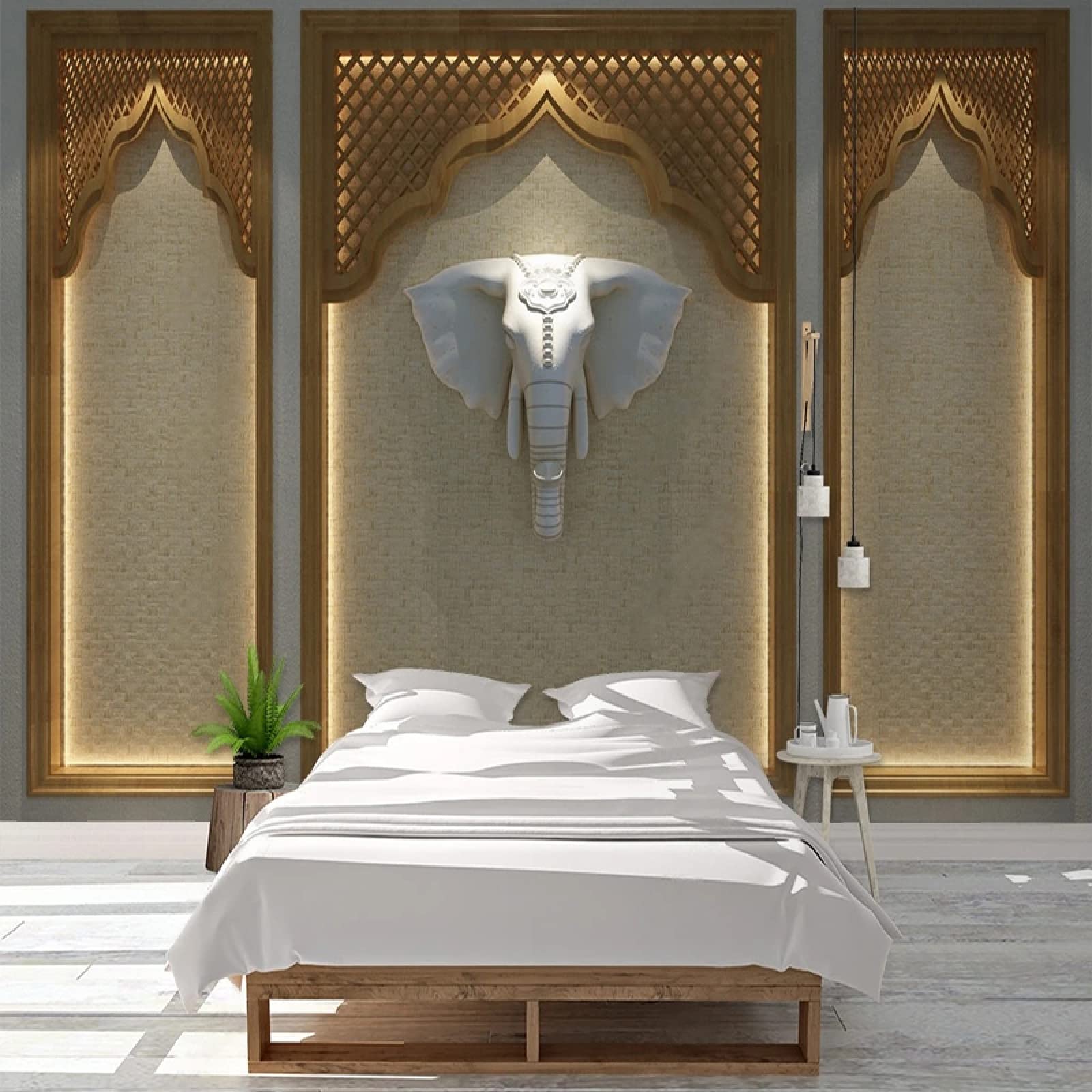 Papier peint personnalisé style chinois 3D éléphant canapé salon