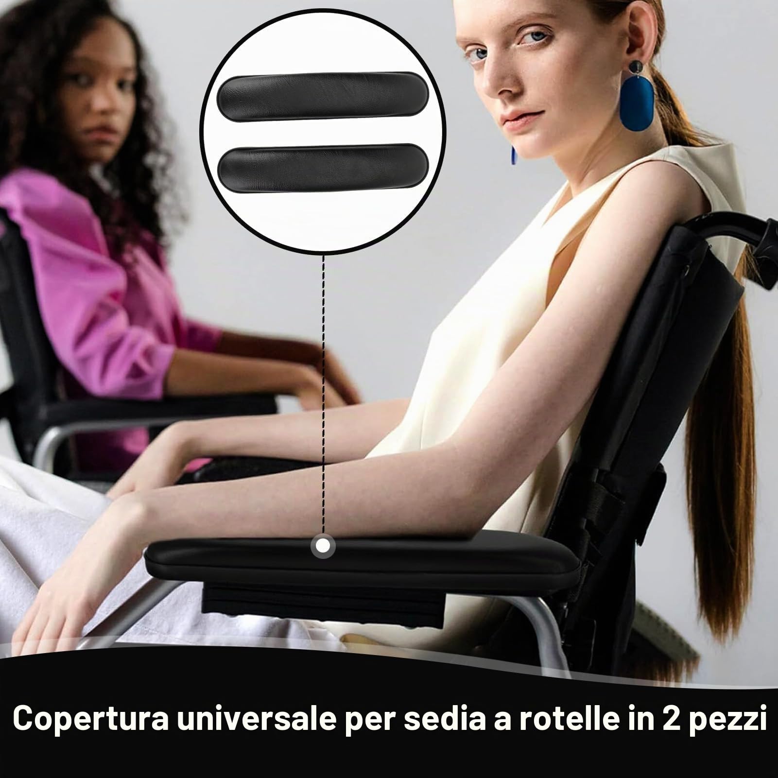 HERCHR Copertura del Bracciolo della Sedia a Rotelle, 2 Pezzi Copertura Imbottita per Bracciolo Universale per Sedia a Rotelle Accessori per Cuscino Antidecubito per la Sostituzione