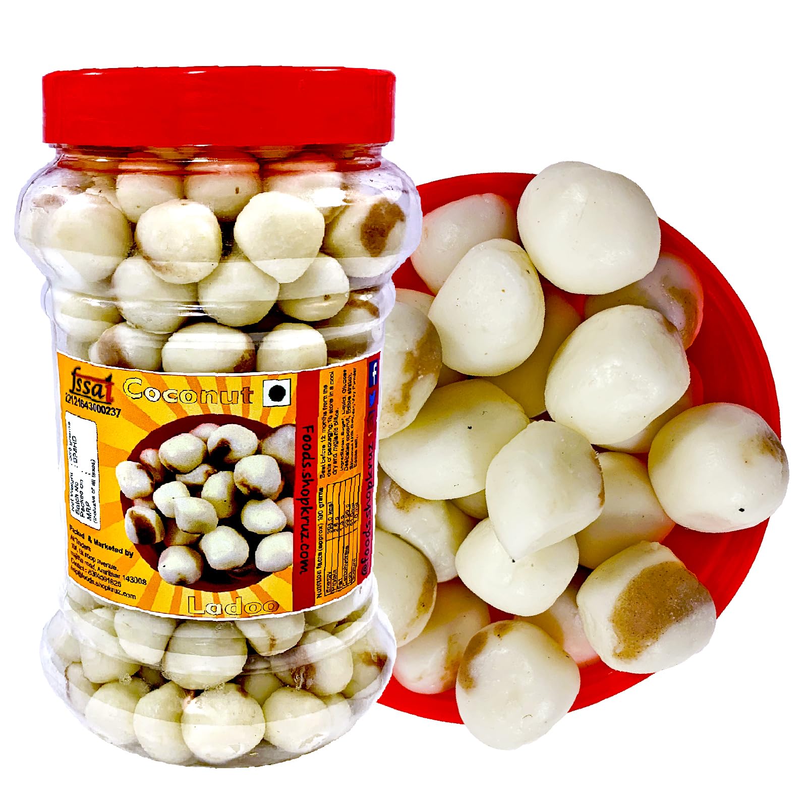 Foods.shopkruz Coconut Laddu 350 gm Real Nariyal Peda Toffee Soft & Chewy Candy Laddo Ball Jar Pack (B0D54MP1JC) Amazon Price History, Amazon Price Tracker