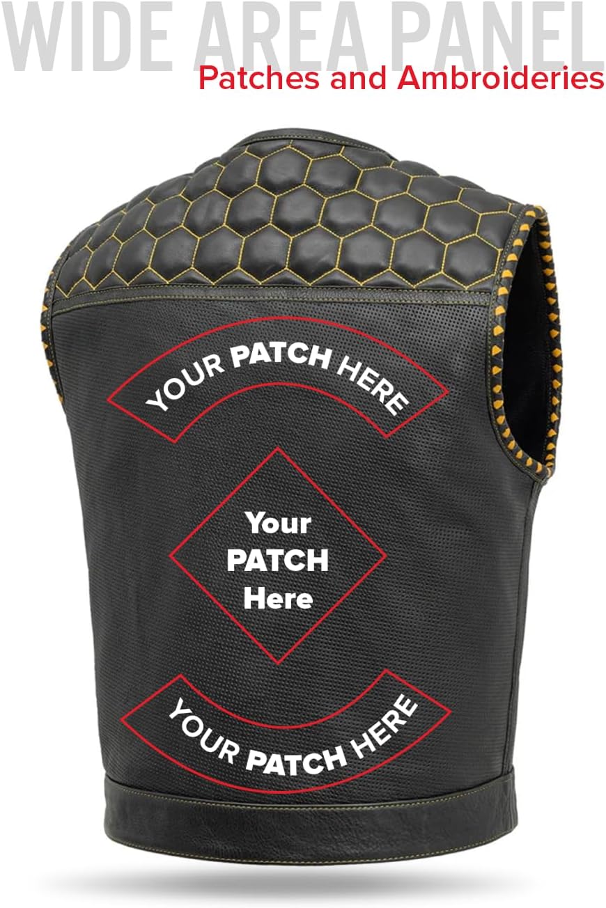 First Mfg Co - Lowside Hornet - Men's Motorcycle Premium Moto Mesh | Perforated Leather Club Style Vest