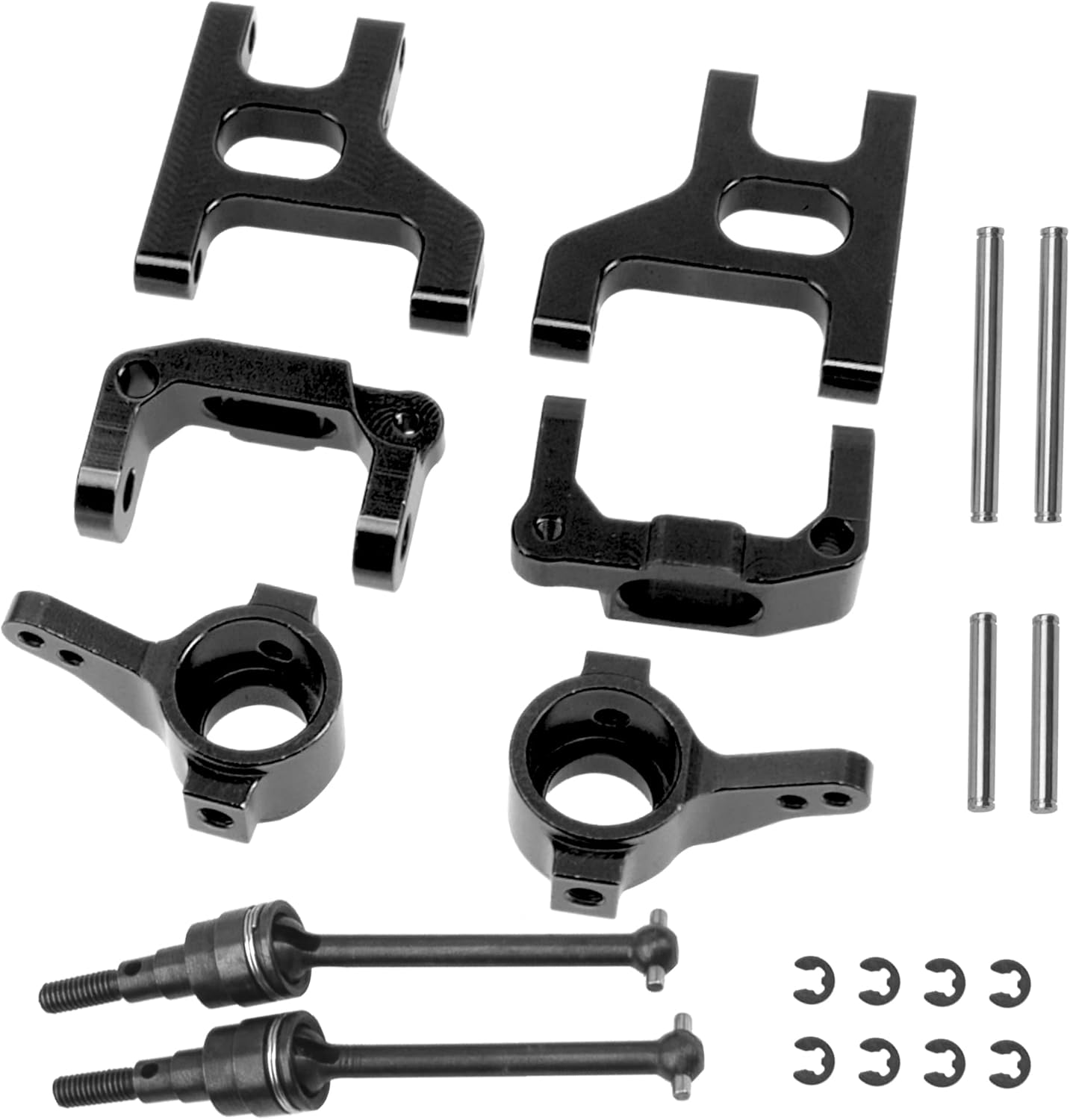 ShareGoo Front Steering Knuckle Cup C-Hub Carriers RC Swing Arm Drive Shaft Compatible with Tamiya CC01 CC-01 1/10 RC Crawler Car Upgrade Parts (Black)