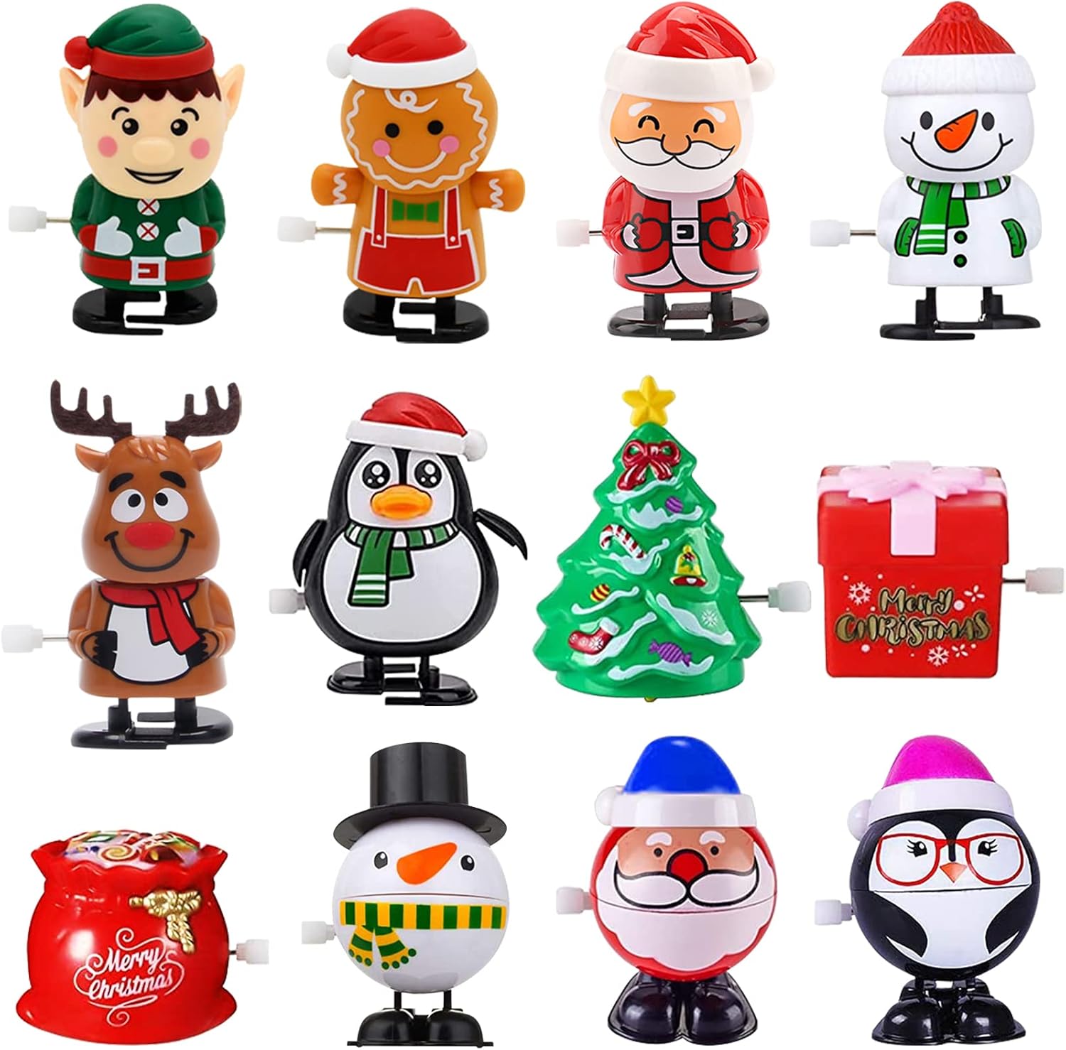 12 Pack Christmas WindUp Toys for Kids Party Favors, Christmas Stocking Stuffers, Jumping and