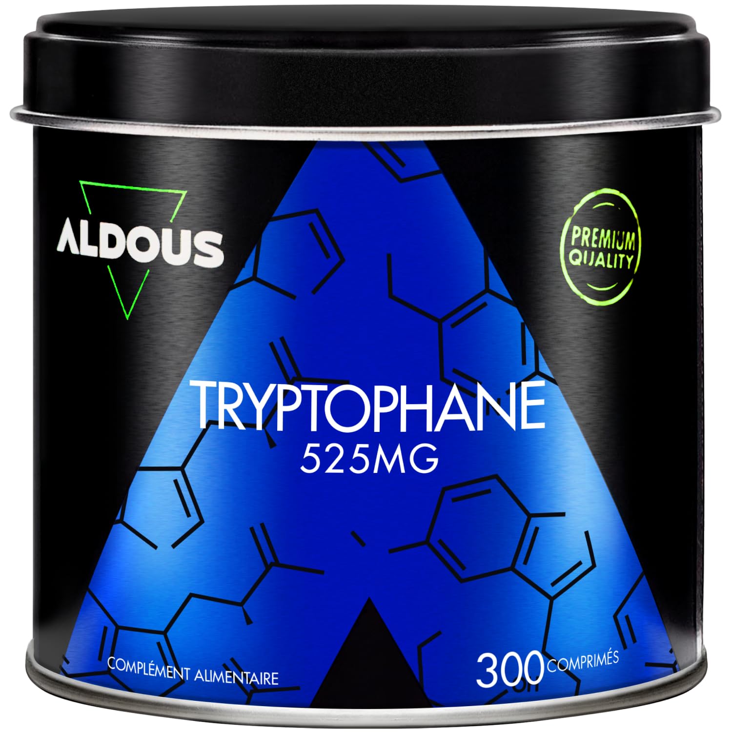 L-Tryptophane pur 525mg - Tryptophane pour un bon sommeil - 300 comprimés pour 10 mois - Dose maximale de repos - Favorise un sommeil profond et améliore l'humeur - Sans excipients - ALDOUS