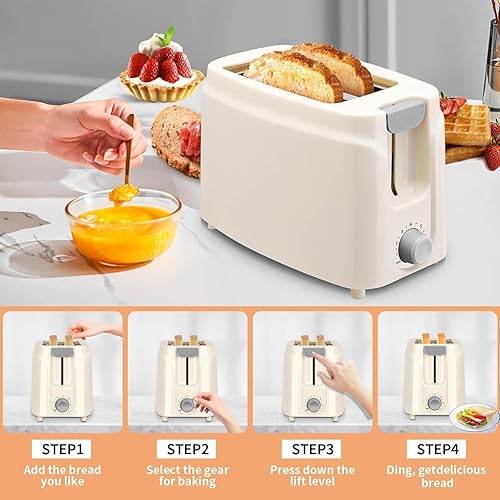 Miniatura 5 de SEEDEEM Tostadora de 2 rebanadas, tostadora de ranura extra ancha de 750 W con 7 ajustes de sombra, bandeja de migas extraíble, diseño compacto,