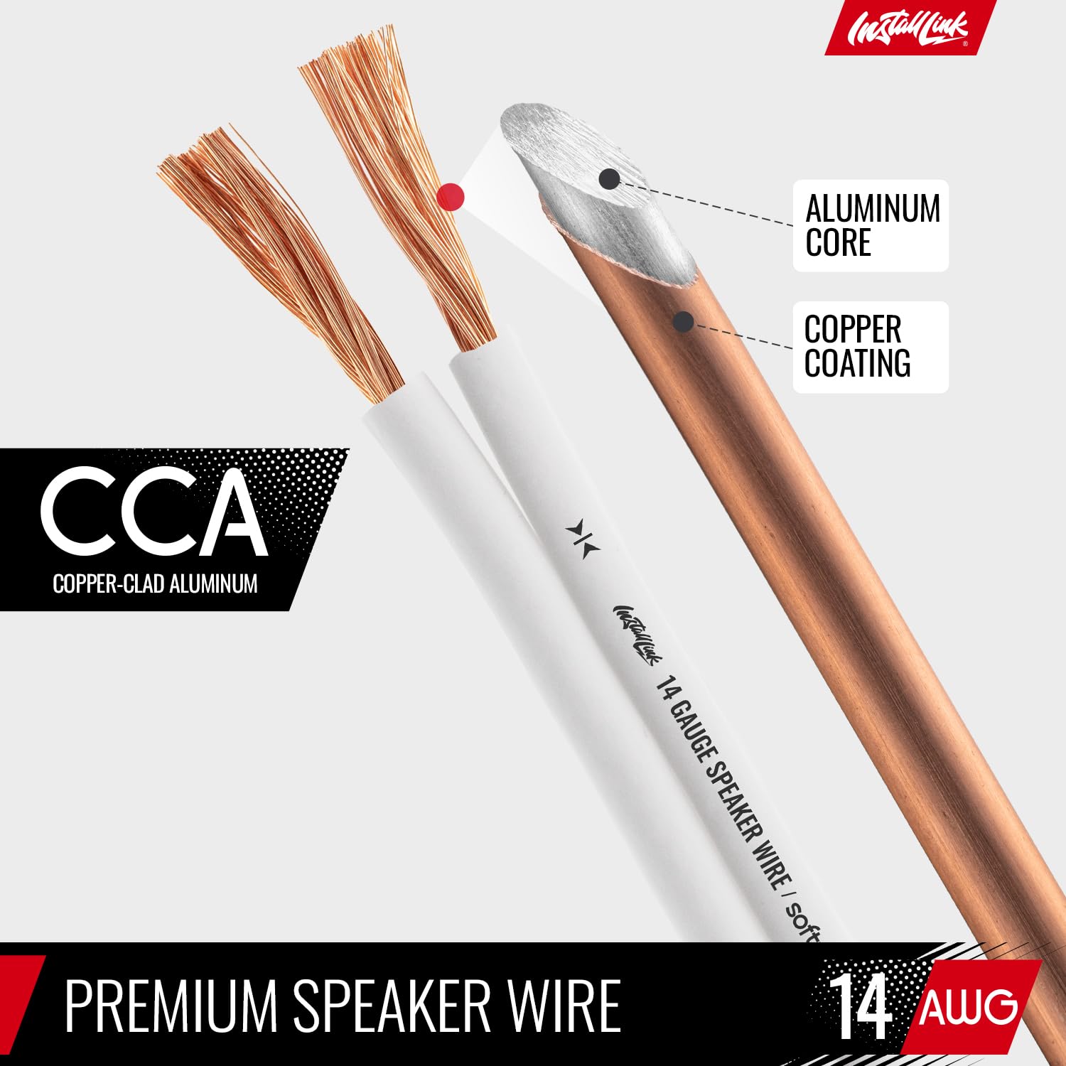 Install Link 14 Gauge Speaker Wire (White) for Car, Home or RV Audio Cable, 100ft, CCA - Image 7
