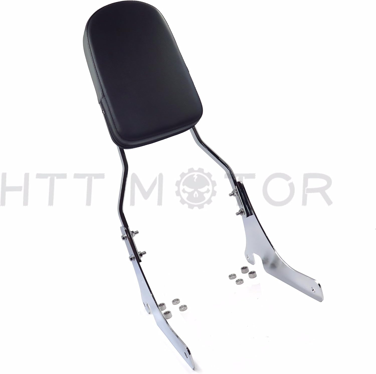XKMT-Chrome Skull Backrest Sissy Bar w/Leather Pad Compatible With Vulcan 800 1996-2005 [B07BRT13VZ]