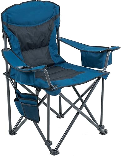 ARMOR CASTLE Silla de campamento portátil de gran tamaño, sillas de campamento plegables para adultos, silla de césped con soporte para tazas y