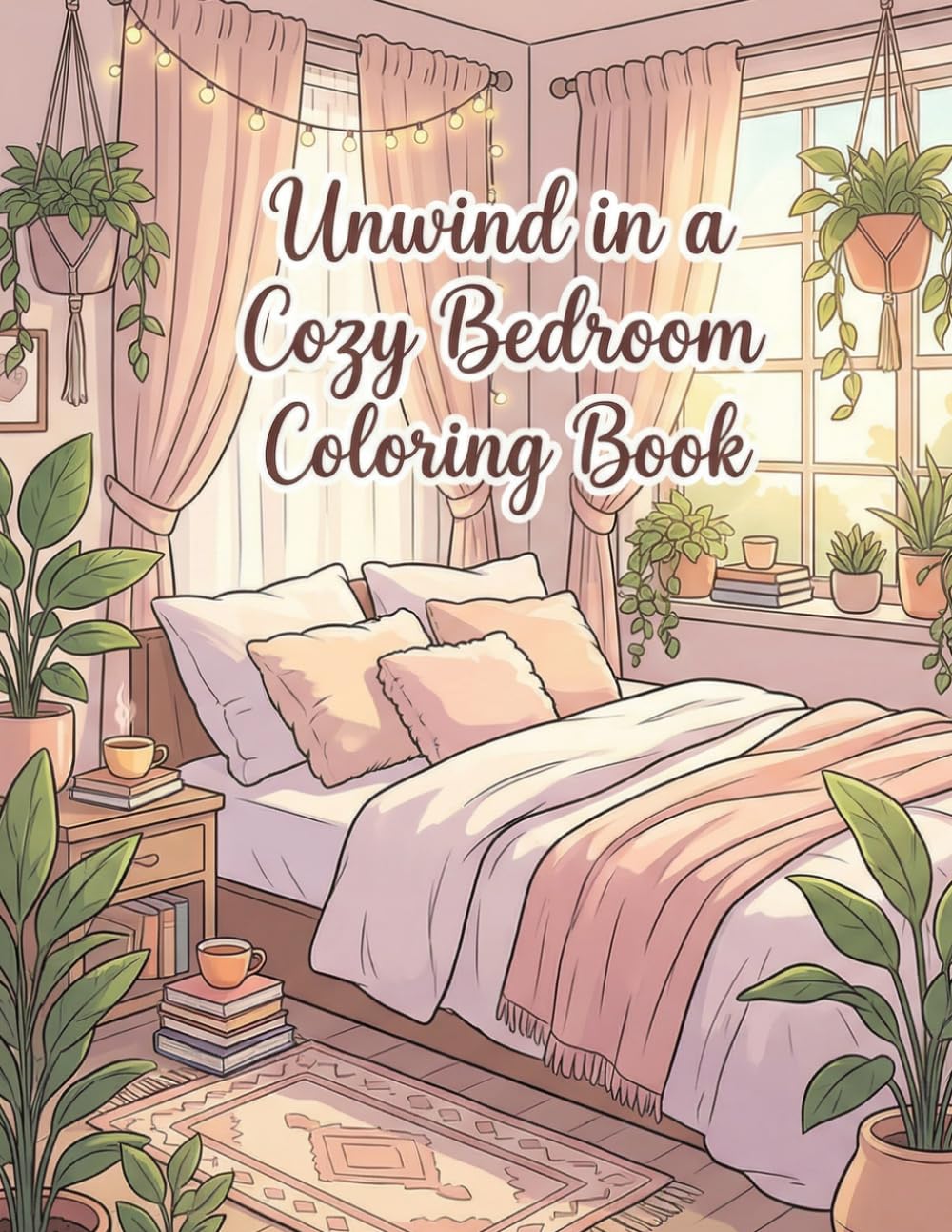 Unwind in a Cozy Bedroom Coloring Book: Simple Bold Designs for Relaxation and Calm
