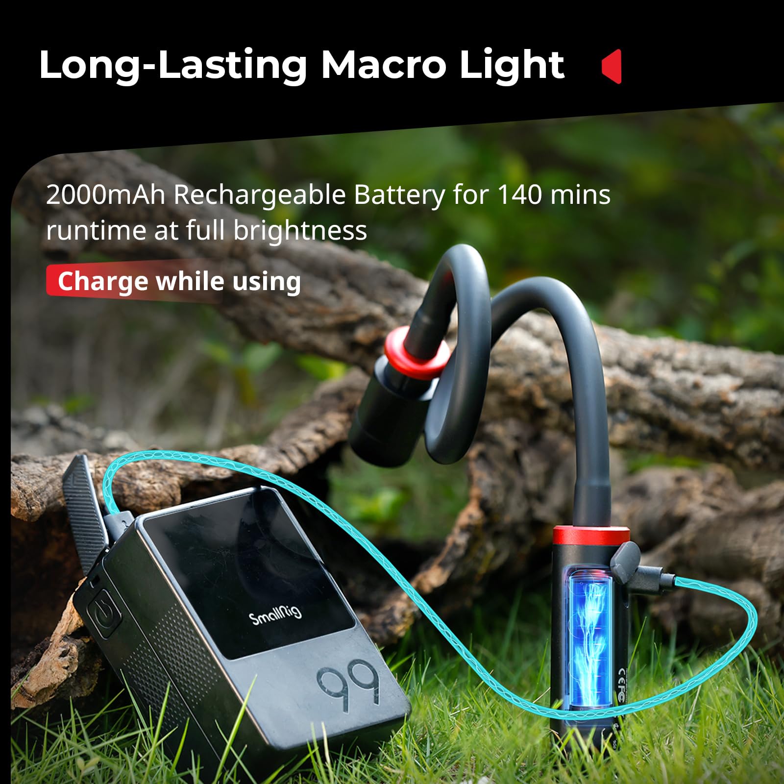 SMALLRIG RM 03 Lampe LED pour Macrophotographie - Lot de 2, Angle de Faisceau Réglable, 5 Couleurs CRI95, Lampe Flexible avec Griffe Porte-Accessoires, Pince, Diffuseur, Projecteur, Volets - 5796