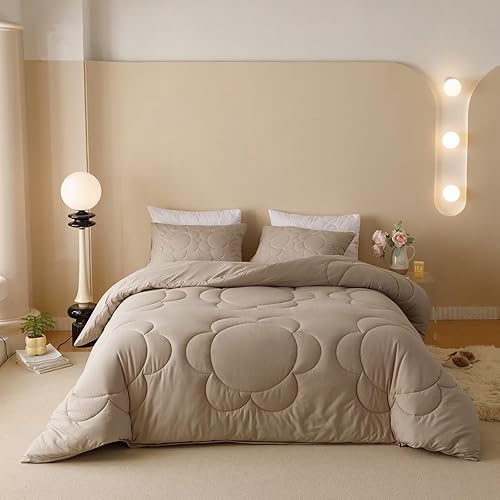 Miniatura 10 de Houseri Juego de edredón blanco y gris juego de ropa de cama de color gris degradado tamaño King