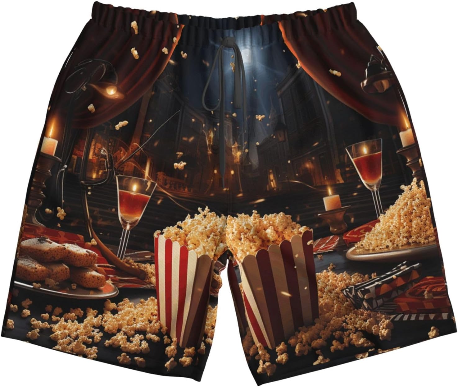 Men's Swim Trunks Quick Dry Bathing Suits Movie Night Party Beach Board Shorts Swimwear with Pockets