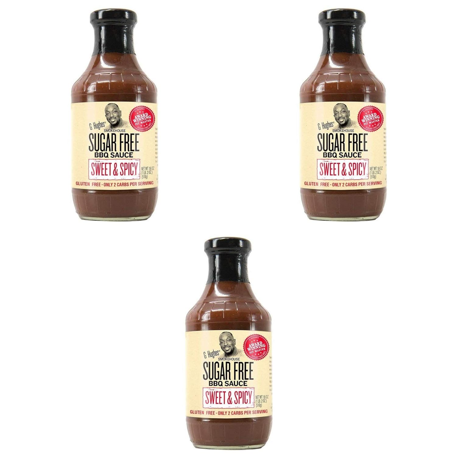 G Hughs Sweet and Spicy BBQ Sauce 18oz Pack of 3