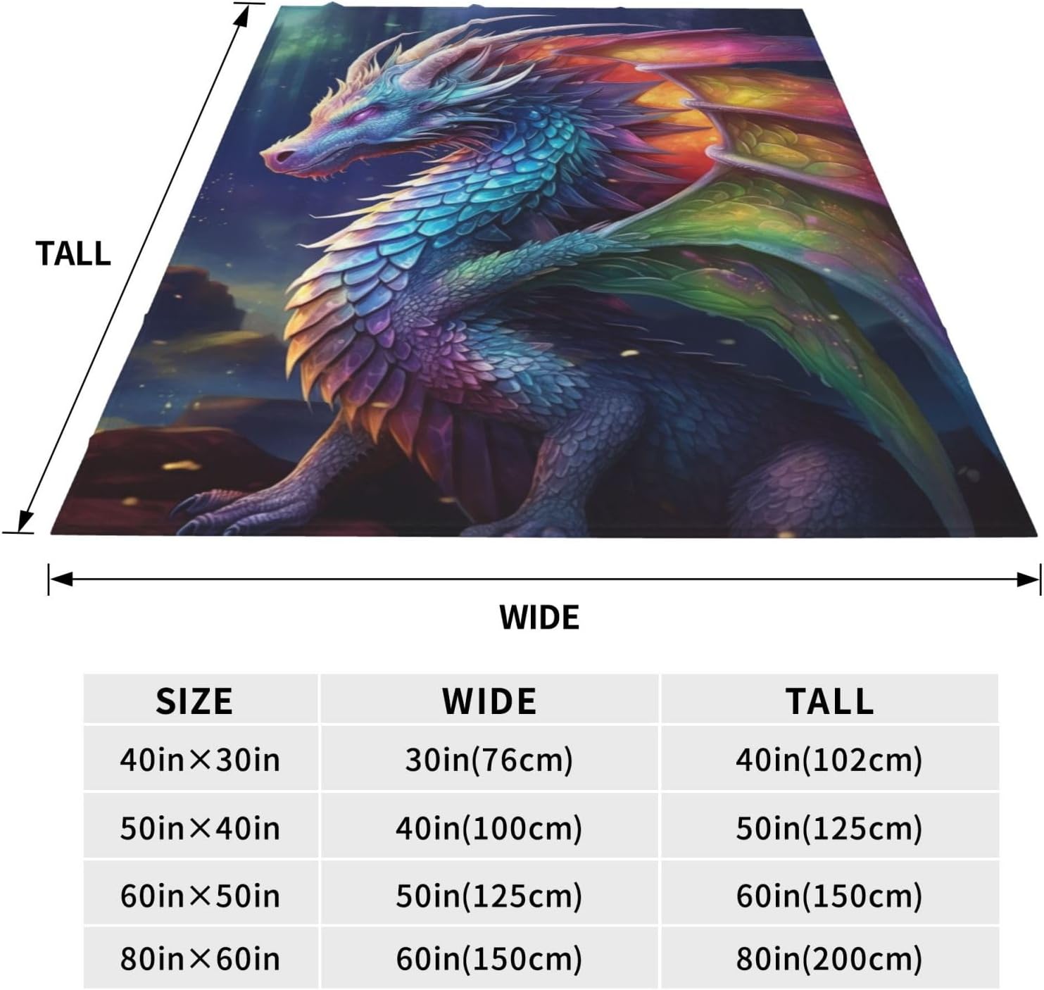 Colorful Fairy Dragon Blanket Gifts for Adults Girls Flannel Throw Blankets Soft Comfy Lightweight for Home Decor Couch Bed Sofa 80x60 Inches