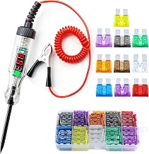 Voltage Tester Set of 100 Car Fuses 3-48 V for Cars | Electric Tester Automotive Pen with Crocodile Clip Spring Wire Tester Fuse Tester with LED Indicator Digital DC