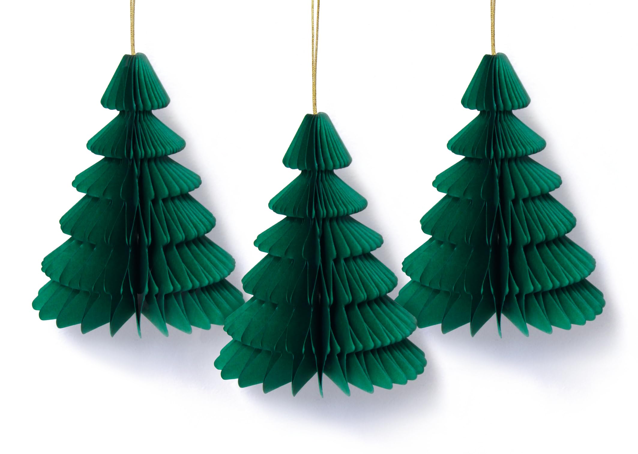 Christmas Hanging Honeycomb Decorations Packs Santa Hats Trees Puddings Snowman Novelty Festive Decoration (3 x Christmas Tree Baubles)