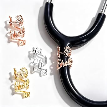 Personalized Stethoscope Name Tag, Customized stethoscope Accessories, Stethoscope Charms with text, work gift for doctors, nurses, Vet, Medical Students Preserved Flower Style