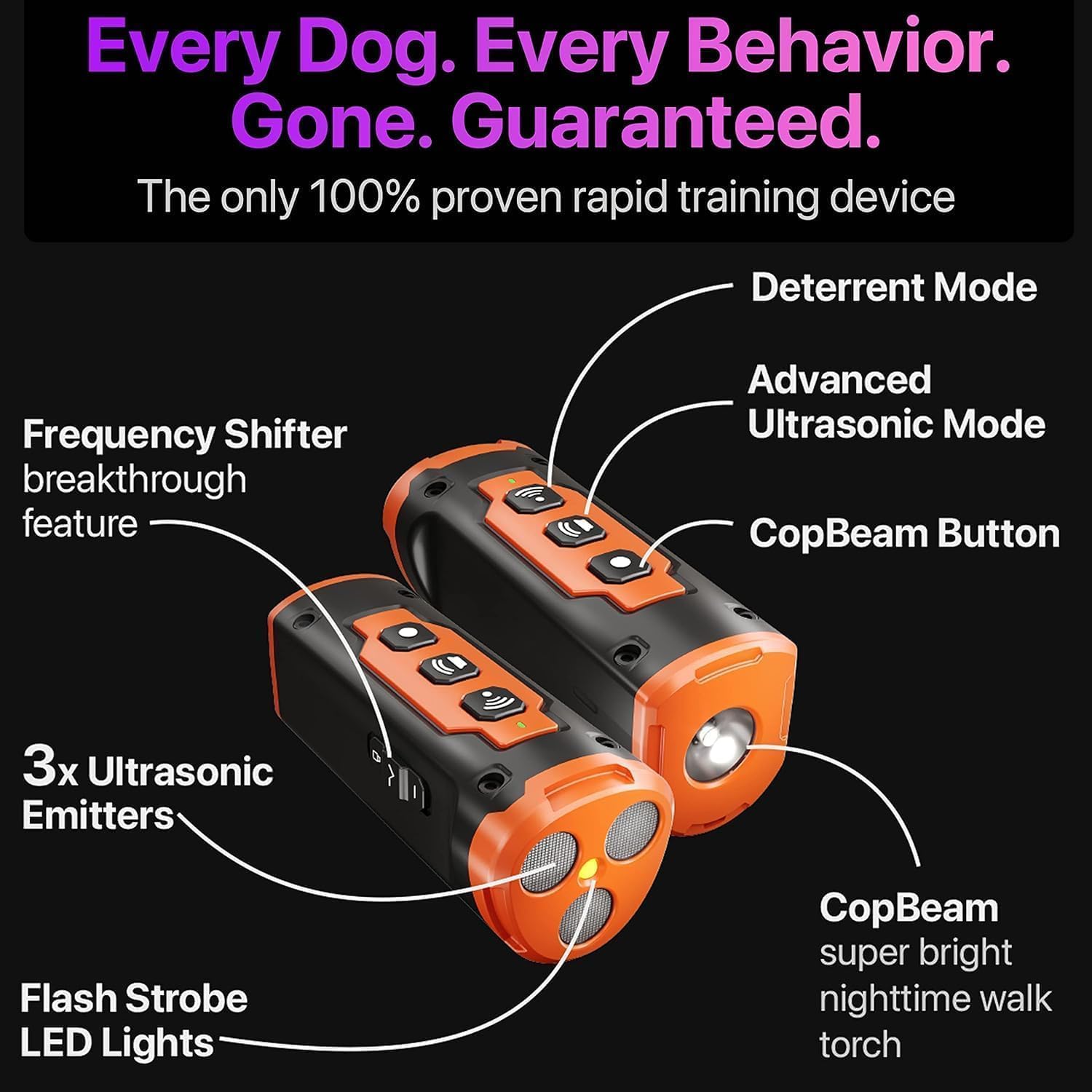 Ultrasonic Dog Bark Deterrent Device, 50 Ft Range