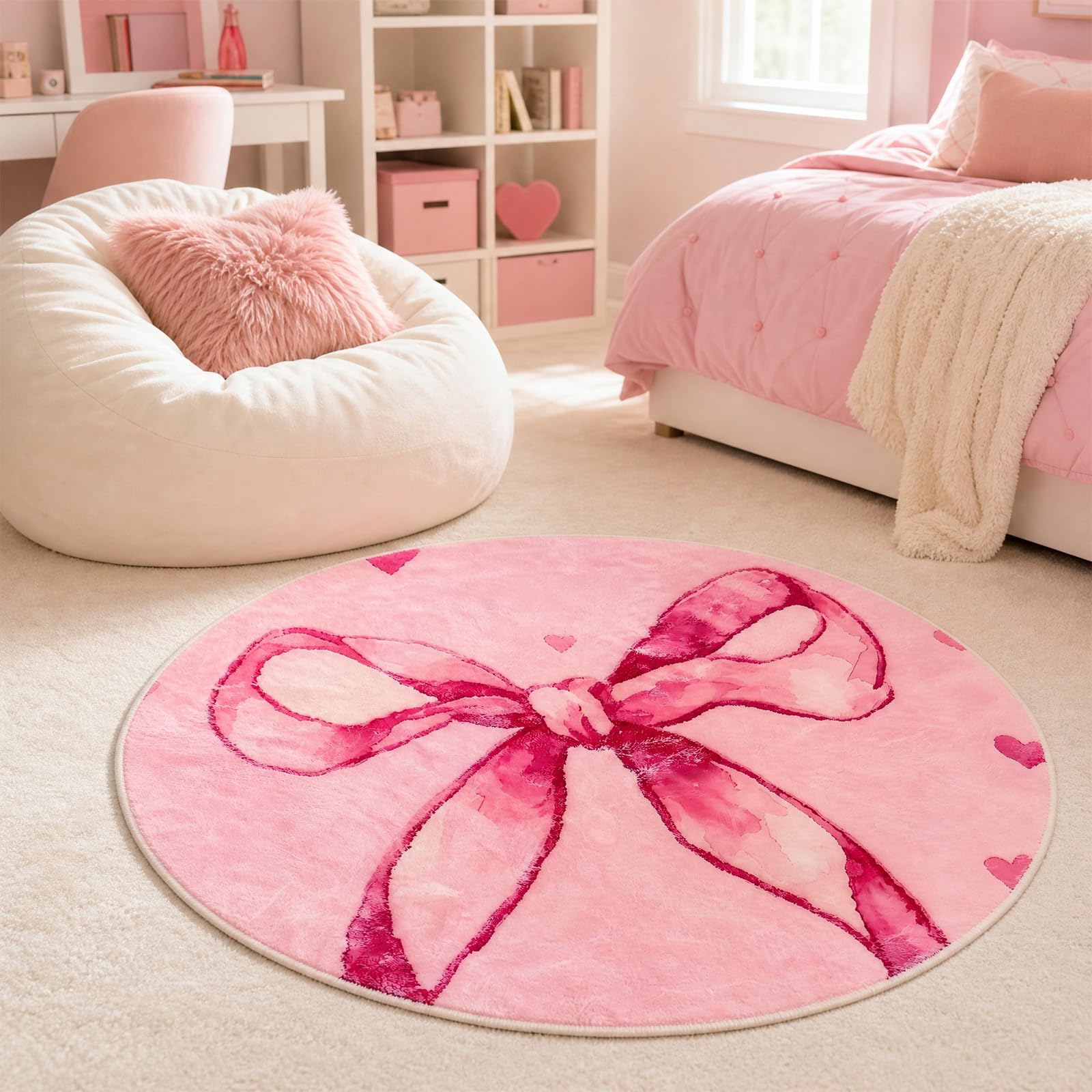 Photo 1 of Dulovkpt Pink Bow Round Rugs 2ft