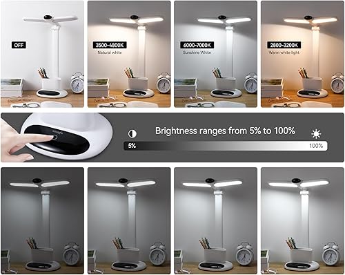 Miniatura 2 de VAVOFO Eye-Caring - Lámpara de escritorio inalámbrica 6785 - Control táctil, temperatura de color de 2700-7000K, 700 lúmenes, diseño de doble