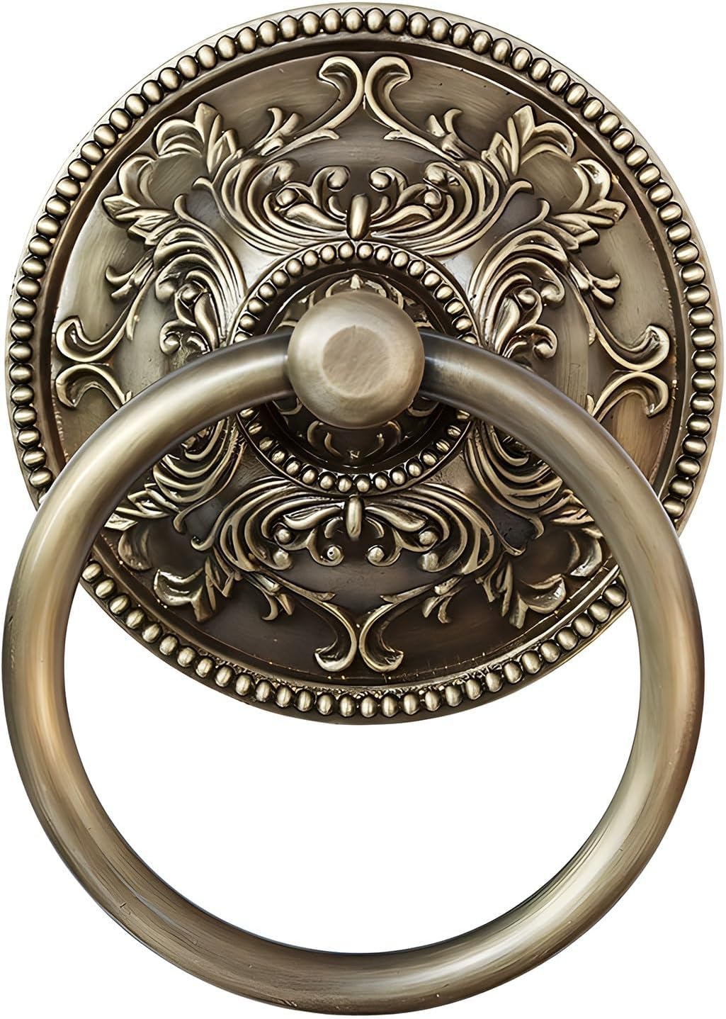 Door Knocker Decoration Brass Door Knockers, Antique Door Knocker and Front Door Ring Pull Handle, Easy to Assemble(Gold1,19.5cm/7.67in)