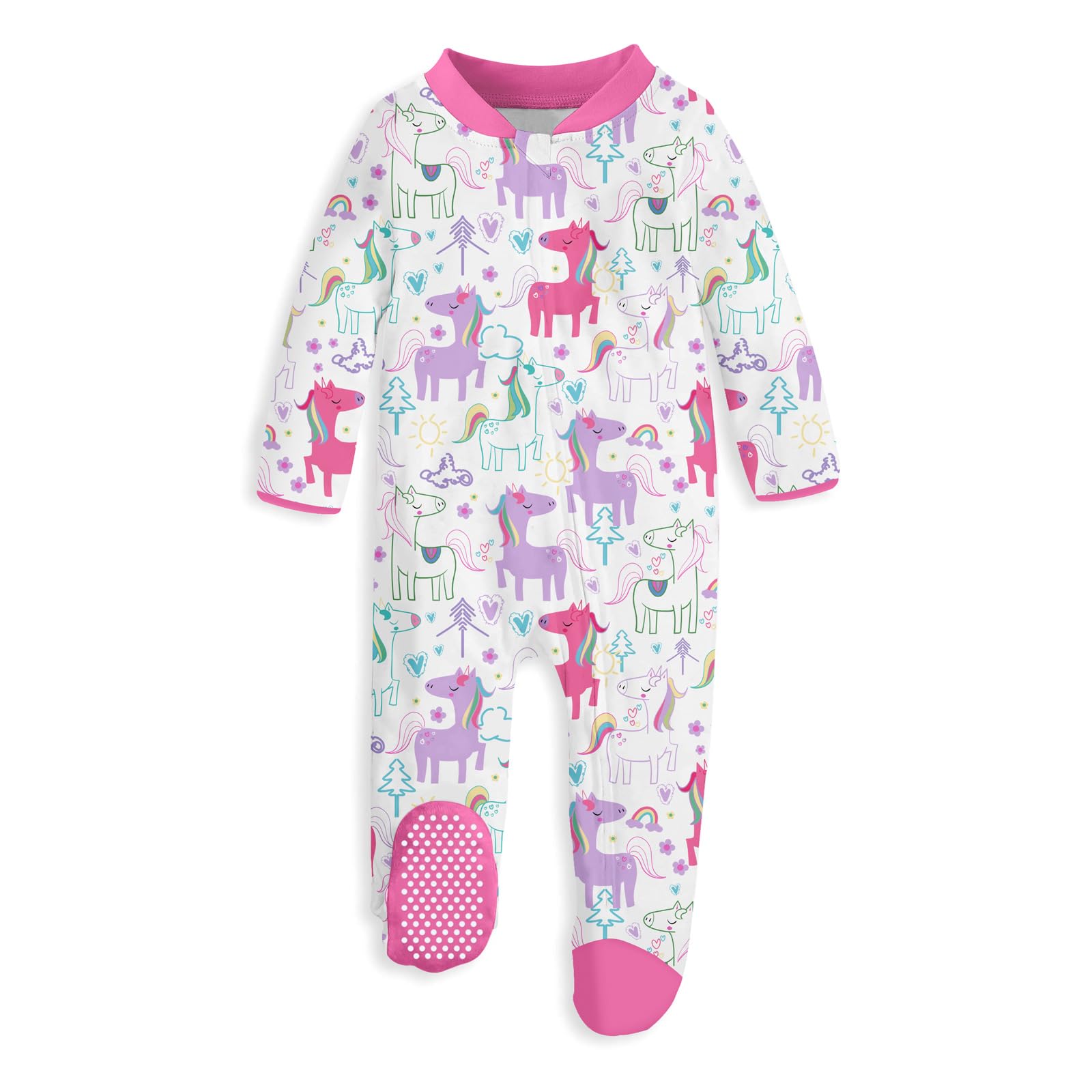 UNIFACO Baby Girls Boys Footed Pajamas One-Piece Sleeper Snug Fit Sleep and Play Zip Front Footie Romper 0-12 Month