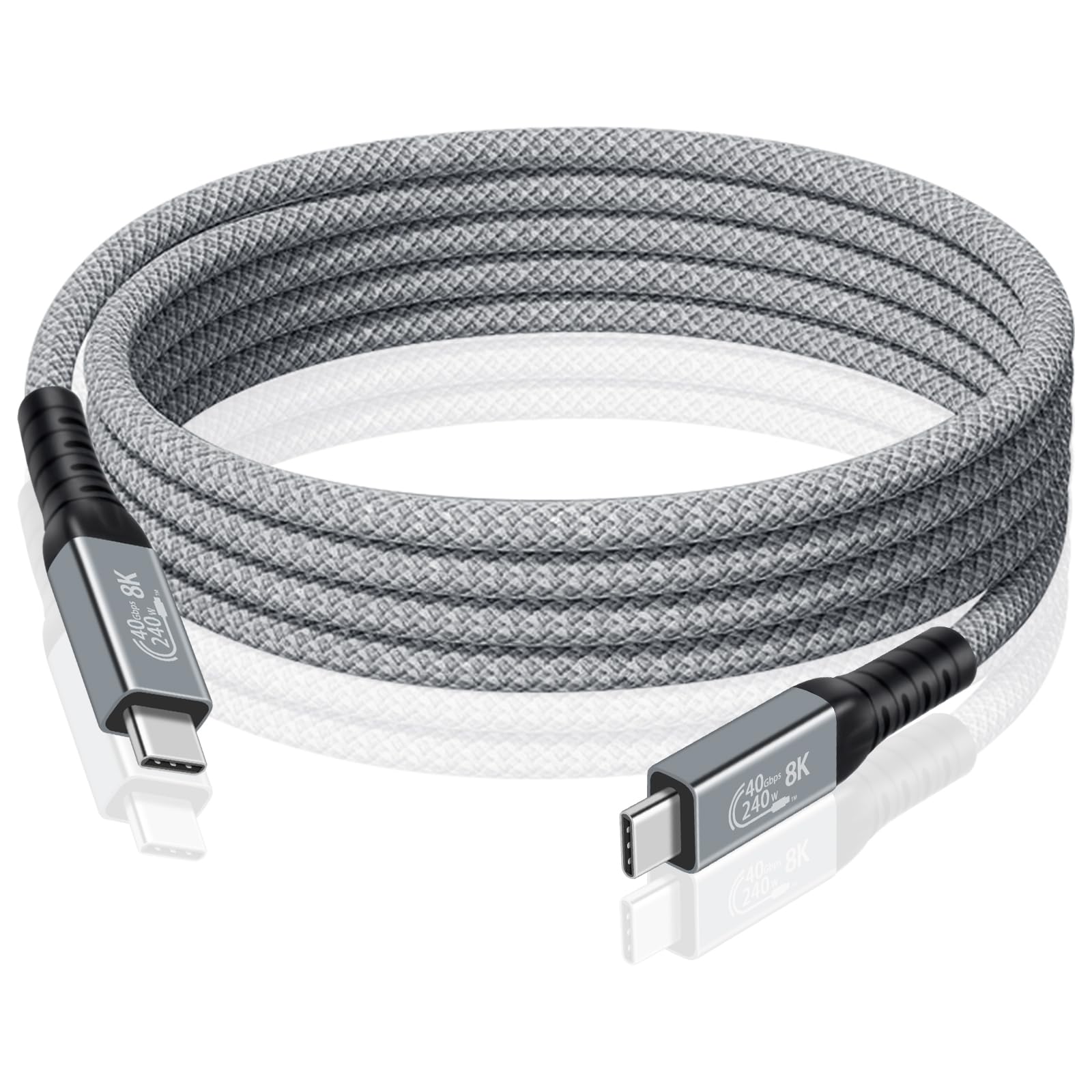 Duttek Câble Thunderbolt 4 de 2 m [240 W/40 Gbit/s/8 K] Câble USB C Thunderbolt, câble USB C mâle vers mâle pour Thunderbolt 4/3, MacBook, iPad, ordinateurs portables, PC (nylon tressé)