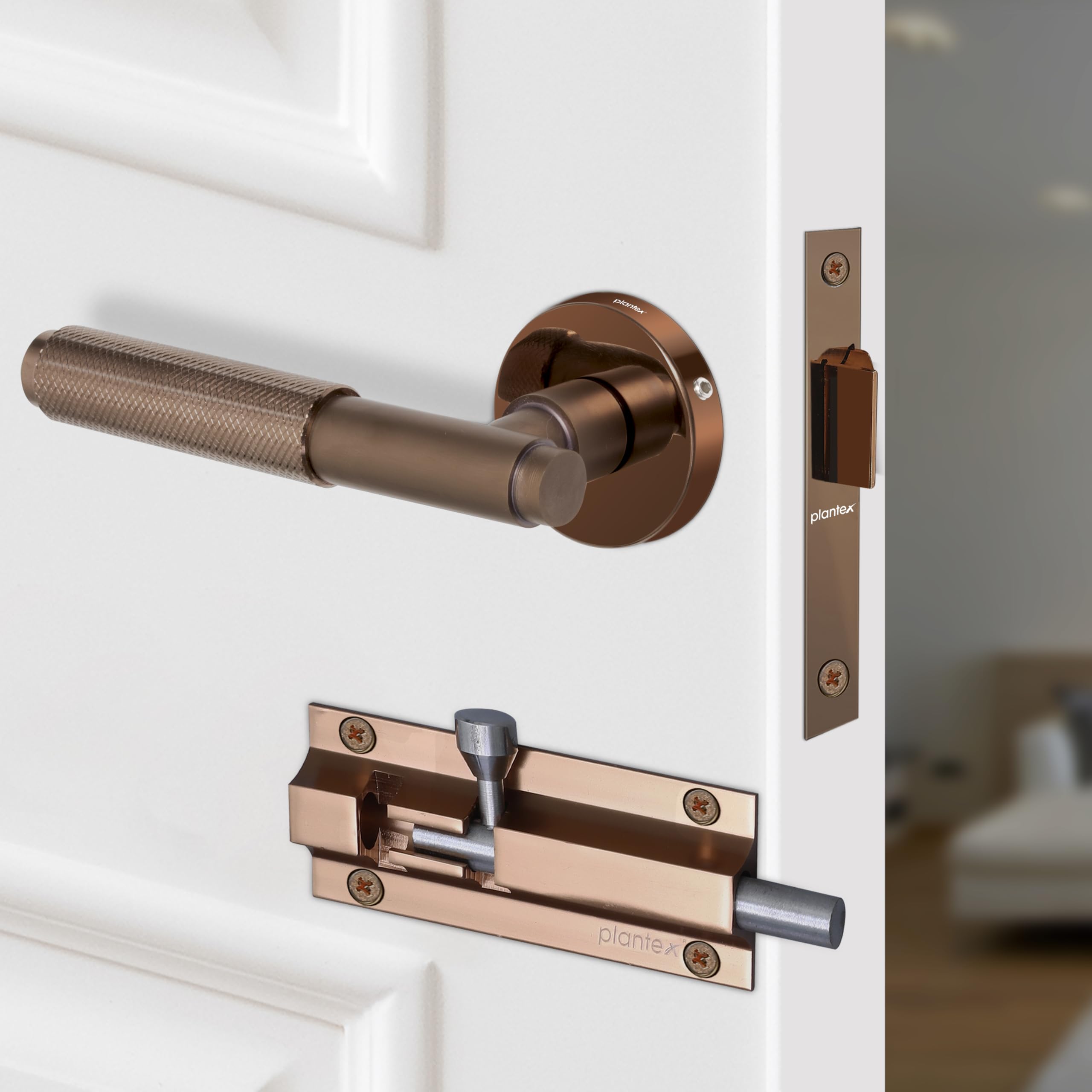 Plantex Heavy Duty Door Lock – Bathroom Door Lock/Mortise Keyless Handle Set for Home/Bathroom/Store Room/Balcony/Office with Baby Latch (603 - Brass Antique) — Amazon image 8