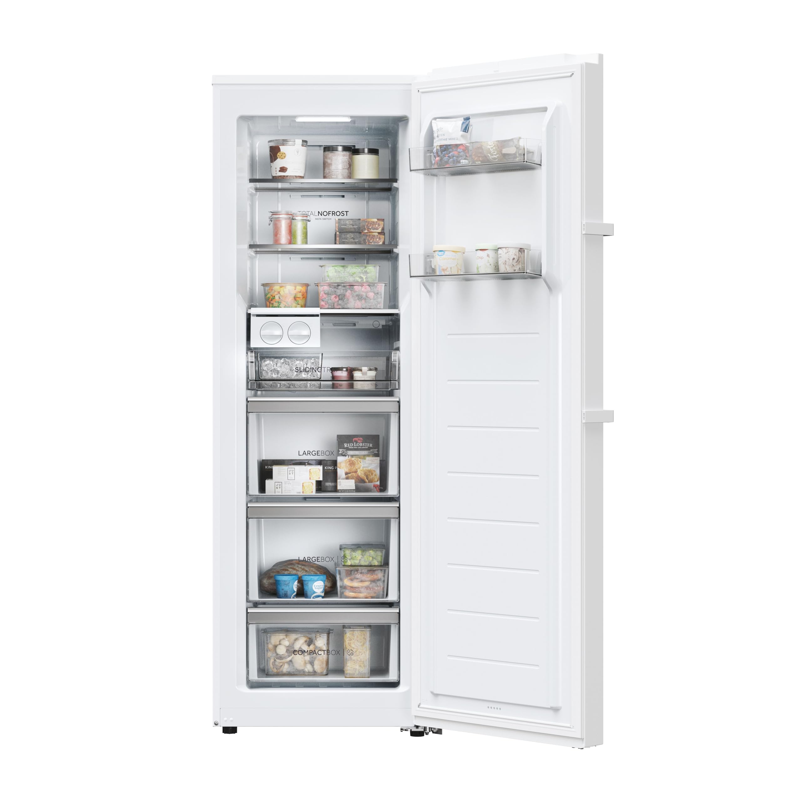 Haier Congelatore con sbrinamento automatico e macchina per cubetti di ghiaccio I Instaswitch H4F272WDH1 I Total No Frost congelatore, capacità 276 l, utilizzabile anche come frigorifero I Freezer con