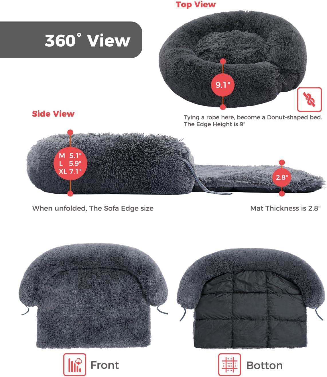review Small Dog Bed, Dog Bed Couch Cover, Washable Calming Dog Bed, Dog Beds for Small Dogs,Perfect for Small, Medium and Large Dogs and Cats