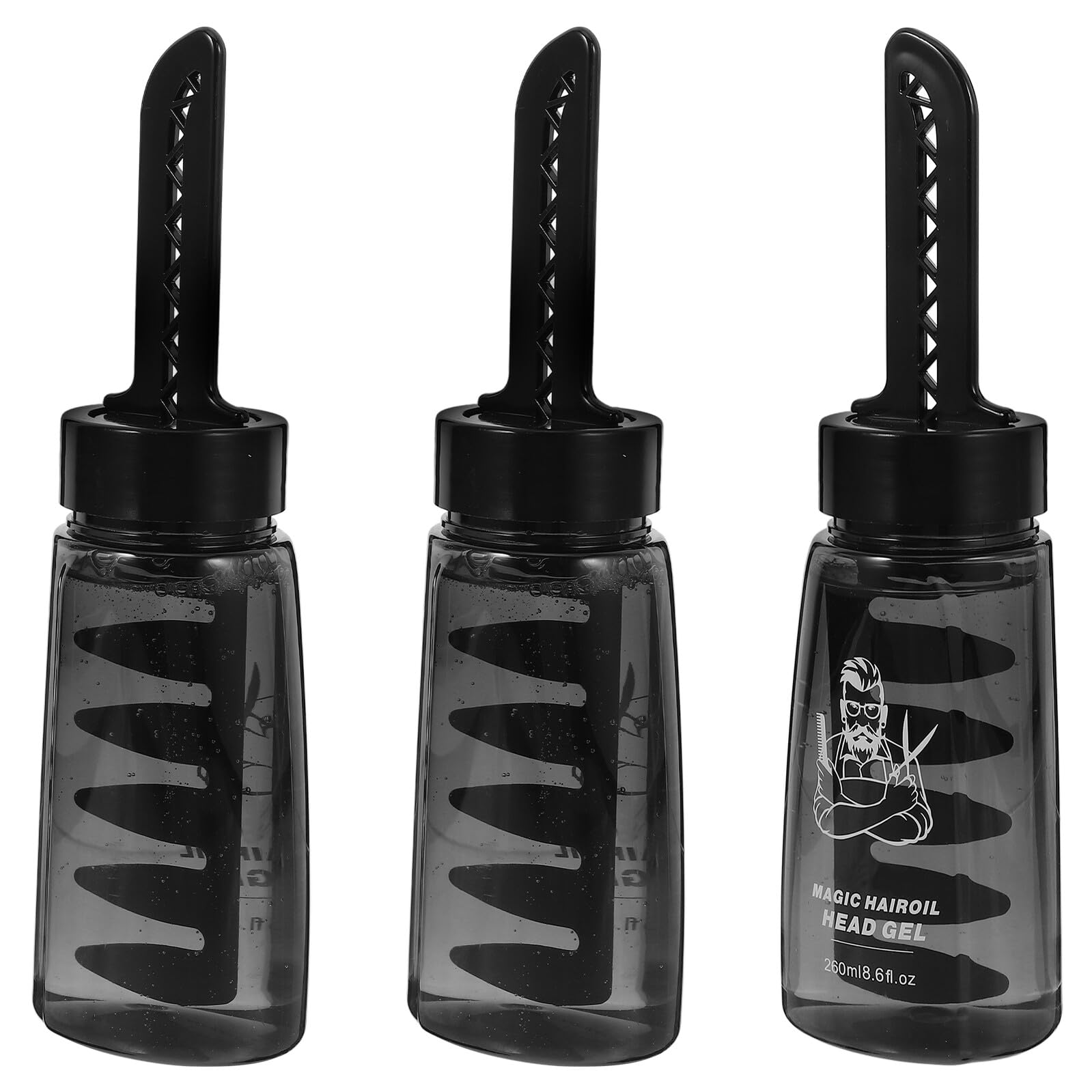 DECHOUS 3 Stück Teiliges Haarstyling gel Applikator Flasche mit Breitem Kamm Leere Haargel Behälter zur Einfachen Gleichmäßigen Anwendung von Styling Gel für Männer zu Hause Friseursalon