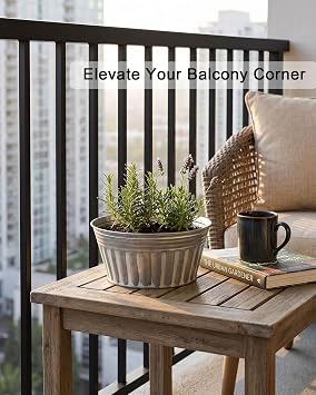 vensovo 8 Inch Shallow Galvanized Planters, 6 Pack Metal Succulent Pots