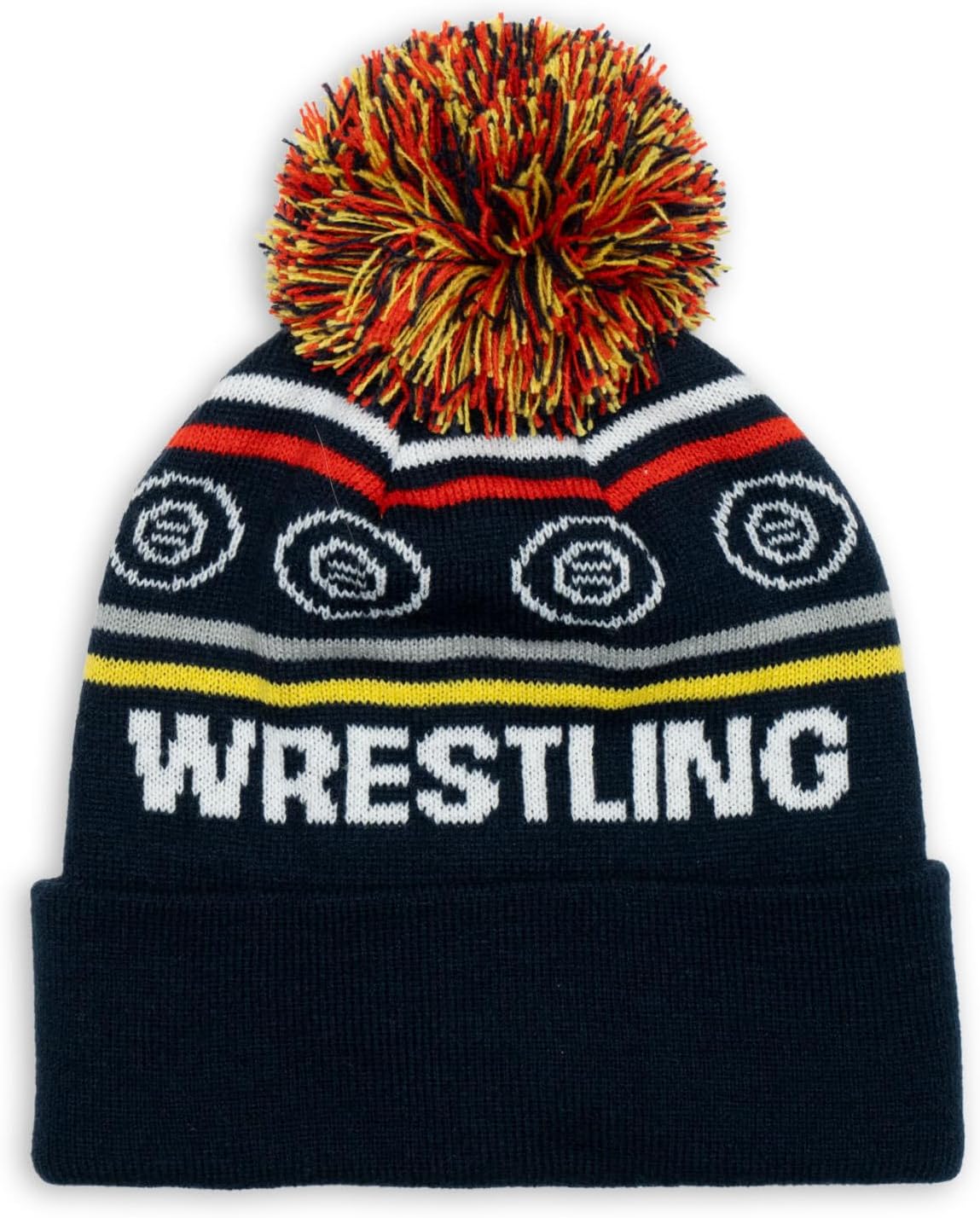 ChalkTalkSPORTS Wrestling Knitted Beanie Hat | Just Wrestle Pom Beanie
