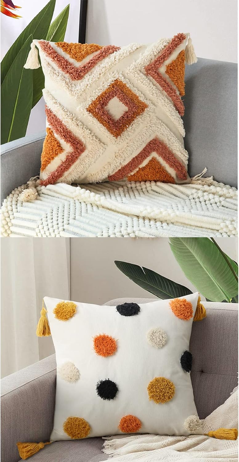 Merrycolor Boho Throw Pillow Covers 18x18 Decorative Pillow