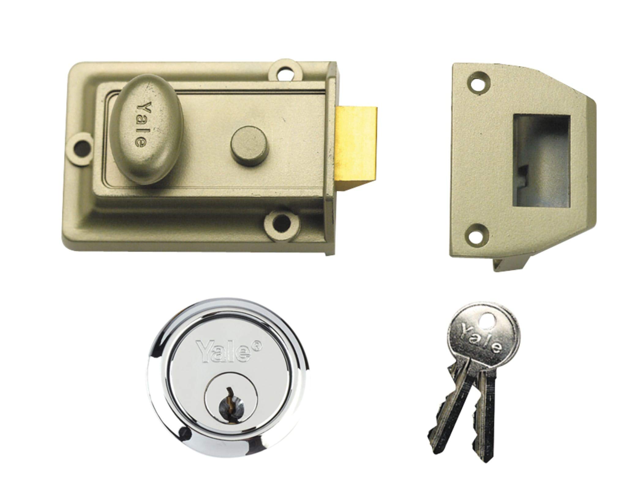 B-77-ENB-SC-60 Traditional Nightlatch, Nickel Finish/Chrome Cylinder, 60 mm Backset