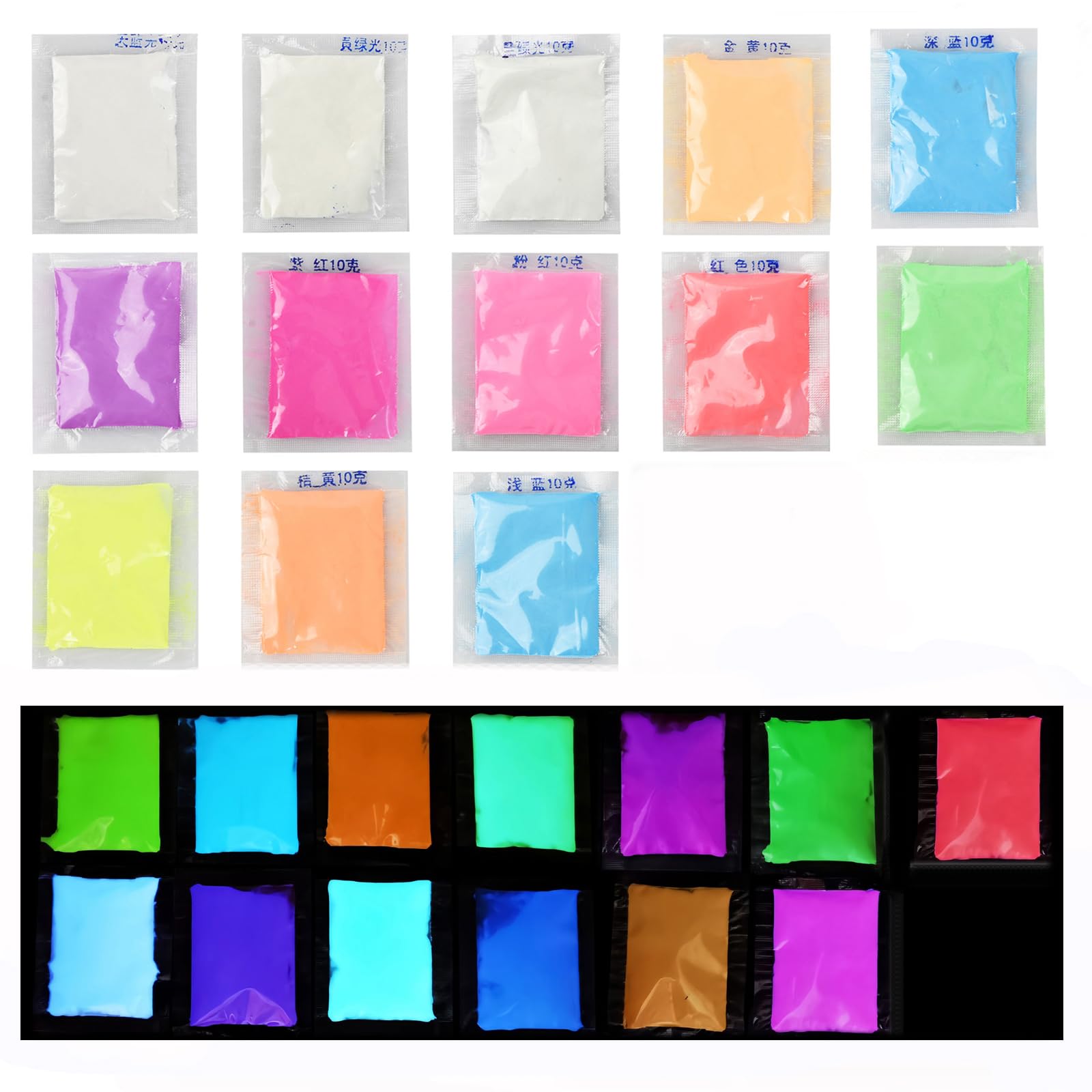 Fluorescerend Poeder Voor Epoxyhars – 13 Kleuren Lichtgevend Pigment – Oplichtend In Het Donker – Voor Nail Art, Gietwerk & DIY