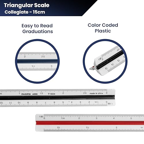 Miniatura 4 de Pacific Arc Regla métrica de escala colegiada, escalada 120,33 13, 40, 50, 80, 100 o .05.03.025.02.0125.01, 6 pulgadas
