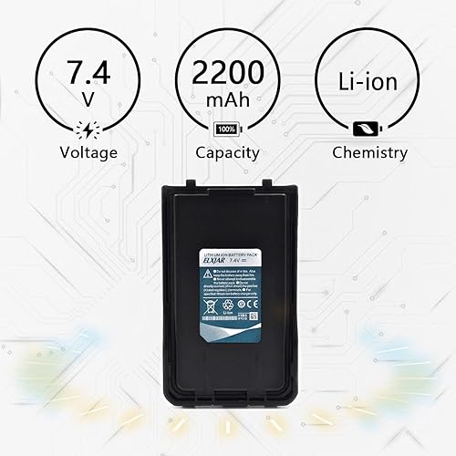 Miniatura 3 de Paquete de 2 baterías de iones de litio de 7.4 V 2200 mAh de repuesto con cable de carga USB para radios bidireccionales Baofeng UV-S9 UV-S9 UV-S9