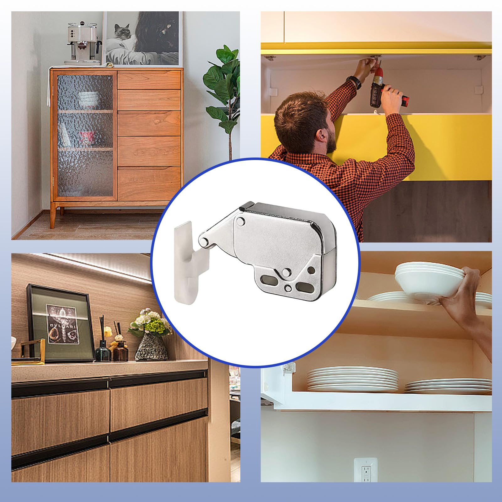 5 Pezzi mini chiusura porta,ferma porta push pull per ante,mini fermo a molla chiusura dell'armadio,chiusura dell'anta dell'armadio a molla,Scrocco a Molla Per Armadi,calamite per mobili chiusura