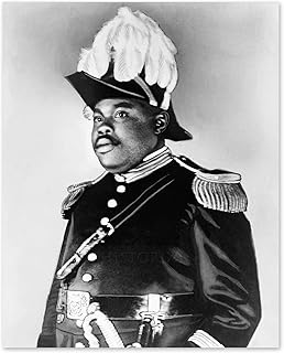 HISTORIX Vintage 1923 Marcus Garvey Poster Photo - 8x10 Inch Vintage Portrait Photo of Marcus Mosiah Garvey in Uniform Facing Left Print Wall Art