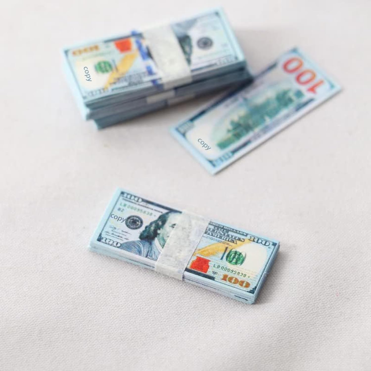 Dollhouse Decoration Accessories, 1:12 Dollhouse Ornament 100 Pcs Mini Simulation Dollar Toy Banknote ($100)