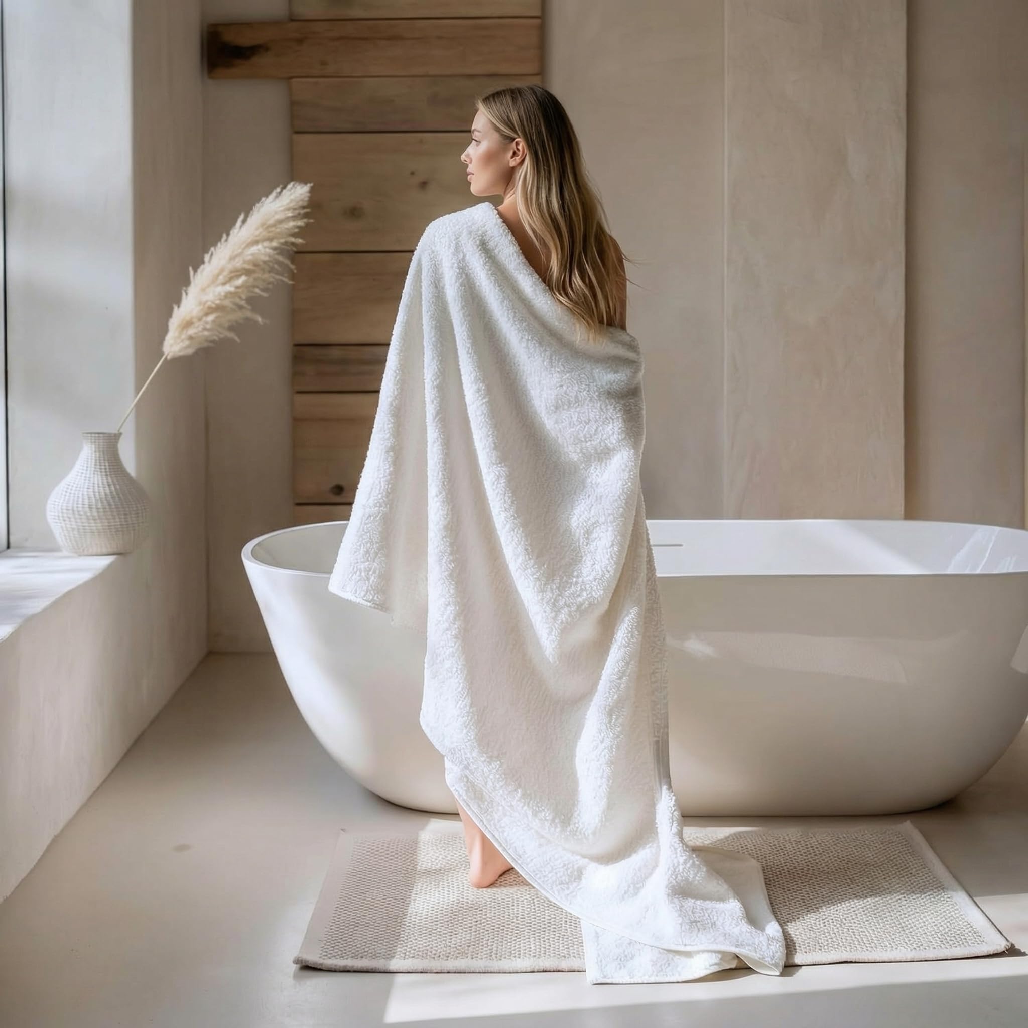 MistyMorning Lot de 2 draps de bain extra larges (90 x 190 cm), 100 % coton 500 g/m², super doux, très absorbants, séchage rapide