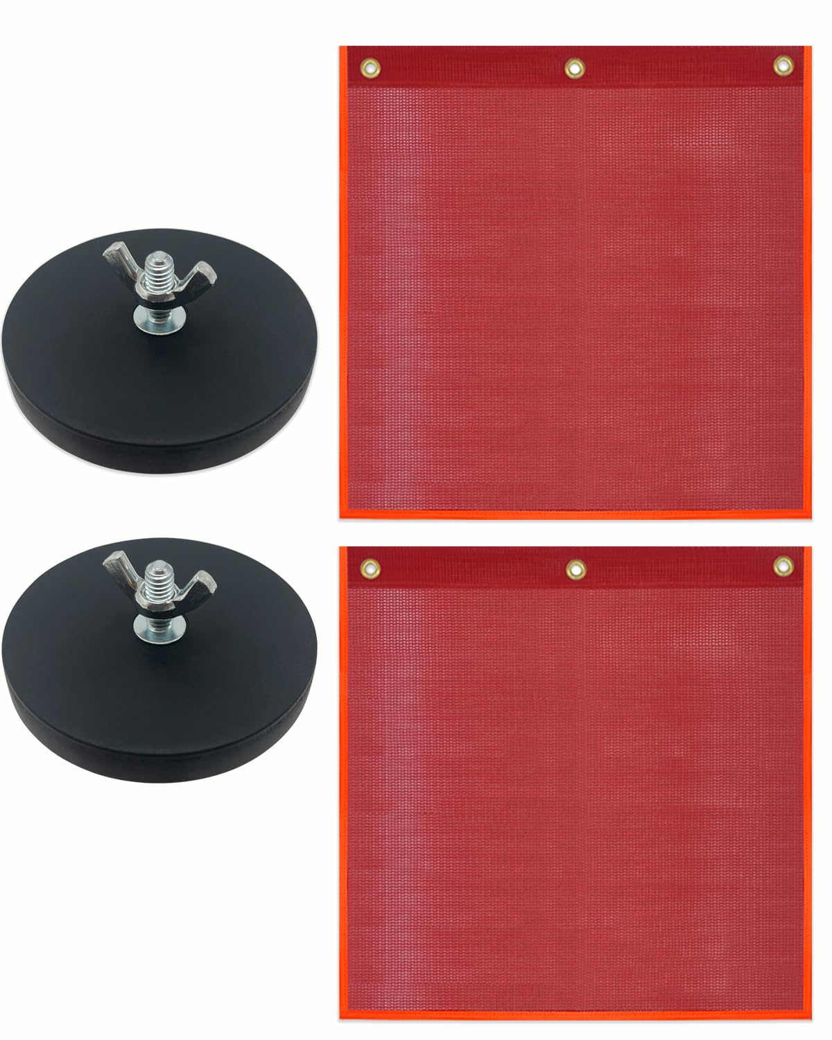 Banderas de seguridad con base magnética para camión, banderas de seguridad magnéticas resistentes de malla roja, bandera de 18 x 18 pulgadas con bucle de latón, banderas de advertencia de seguridad
